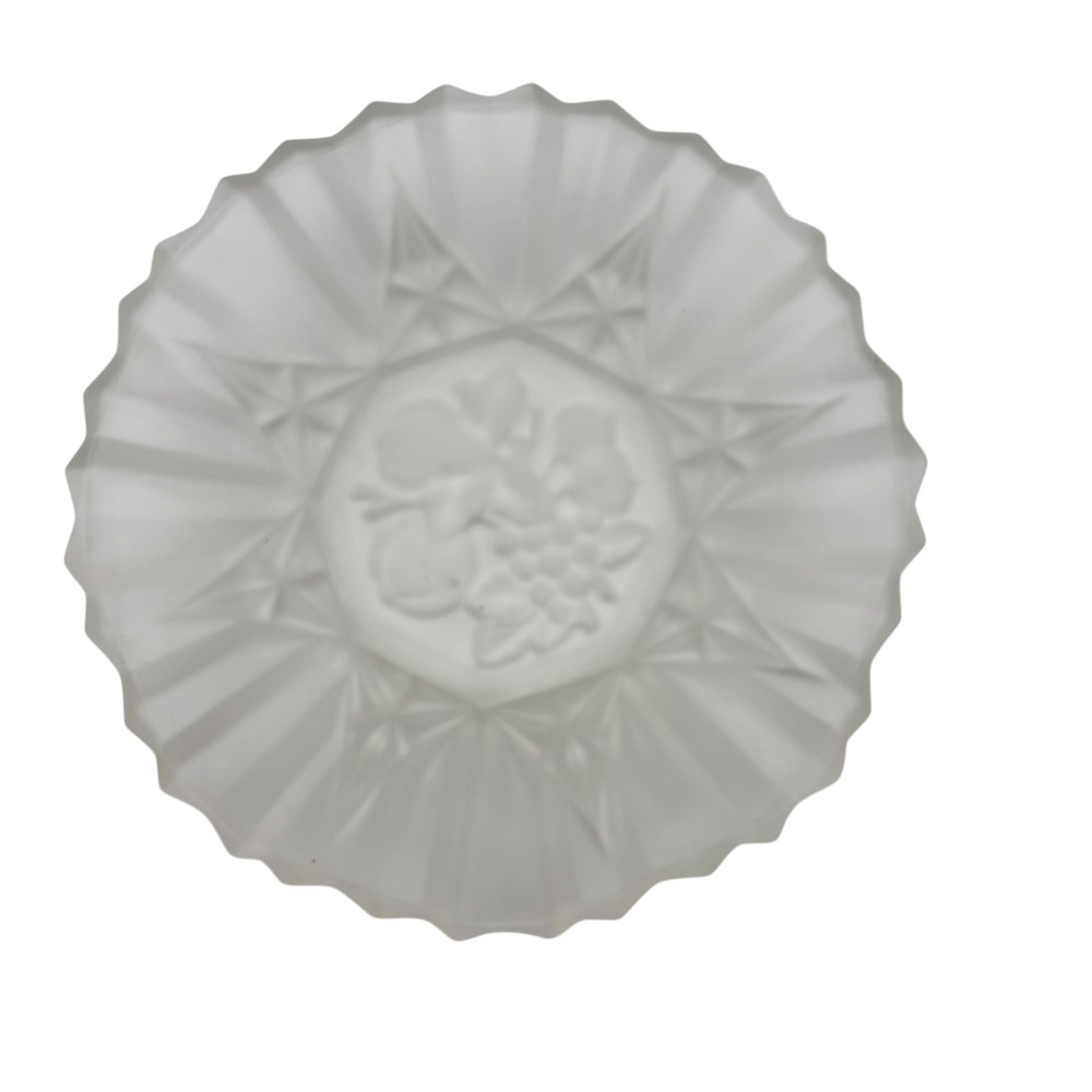 Vintage Frosted Glass Fruit Design Bowl Trinket Dish‎ Decor